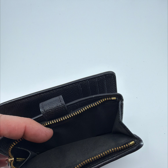 Coach Compact Wallet Black Saffiano Leather Wallet - Picture 6 of 8